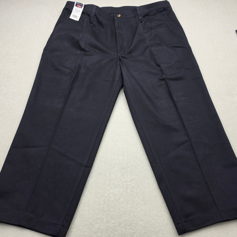 NWT Wrangler Timber Creek Pants Men 42x25 Navy Blue Pleated Ultimate Khakis NWT